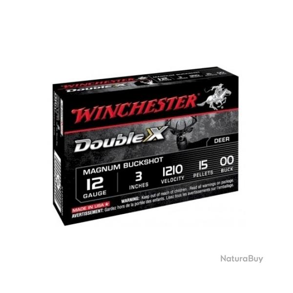 LOT DE 2 BOITES DE 5 CARTOUCHES WINCHESTER CHEVROTINES DOUBLE X CALIBRE 12/70 - 9 GRAINS