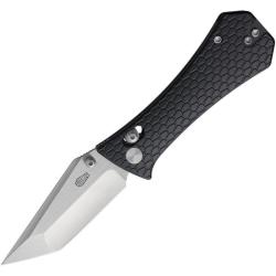 Couteau Auxiliary Coffin Tanto Lame 14C28N Manche Aluminium Gris Crossbar Lock AUX010GRY