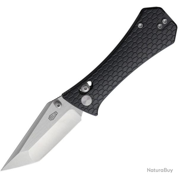 Couteau Auxiliary Coffin Tanto Lame 14C28N Manche Aluminium Gris Crossbar Lock AUX010GRY