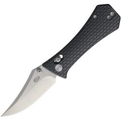 Couteau Auxiliary Pocket Bowie Lame 14C28N Manche Aluminium Gris Crossbar Lock AUX009GRY