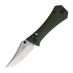 Couteau Auxiliary Pocket Bowie Lame 14C28N Manche Micarta Vert Crossbar Lock AUX004GRN