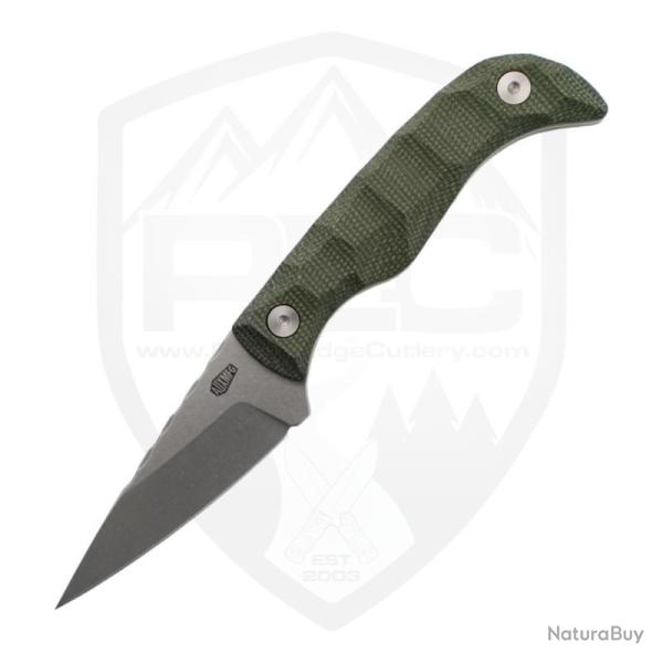 Couteau Auxiliary Karl Jr Deadhead Lame 14C28N Manche Micarta Vert �tui Kydex AUX003MGN