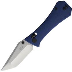 Couteau Auxiliary Coffin Tanto Lame 14C28N Manche Micarta Bleu Crossbar Lock AUX005BLU