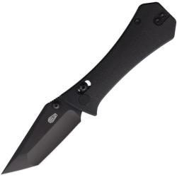 Couteau Auxiliary Coffin Tanto Lame 14C28N Manche Micarta Noir Crossbar Lock AUX005BLK