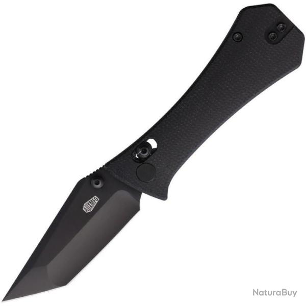 Couteau Auxiliary Coffin Tanto Lame 14C28N Manche Micarta Noir Crossbar Lock AUX005BLK