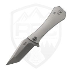 Couteau Auxiliary Coffin Tanto Frame Lock Lame M390 Manche Titane Gris Frame Lock AUX002TITN