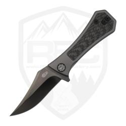 Couteau Auxiliary Pocket Bowie Lame Acier M390 Manche Titane Carbone Frame Lock AUX002BK