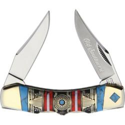 Couteau Rough Rider Old Southwest Double Lockback Lame Acier Inox Manche Pierre RR1747
