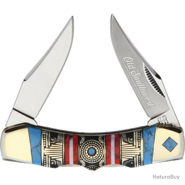 Couteau Rough Rider Old Southwest Double Lockback Lame Acier Inox Manche Pierre RR1747