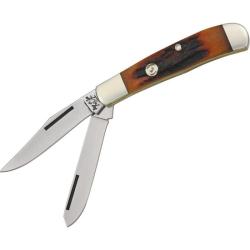 Couteau Bear & Son Small Trapper Lame Acier 1095 Manche Os Fa&ccedil;on Bois de Cerf Rouge BCCRSB5412