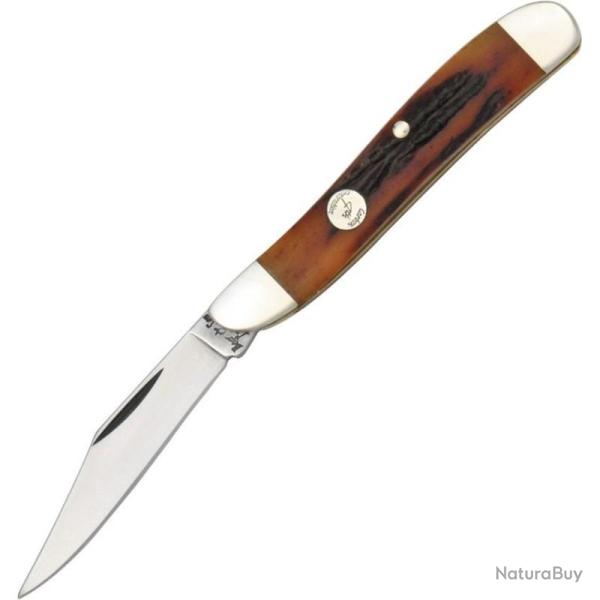 Couteau Bear & Son Peanut Lame Acier 1095 Manche Os Fa�on Bois de Cerf Rouge Made In USA BCCRSB19