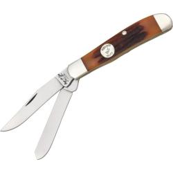 Couteau Bear & Son Mini Trapper Lame Acier 1095 Manche Os Fa&ccedil;on Bois de Cerf Rouge BCCRSB07