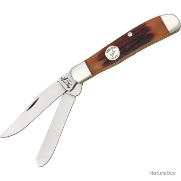 Couteau Bear & Son Mini Trapper Lame Acier 1095 Manche Os Fa�on Bois de Cerf Rouge BCCRSB07