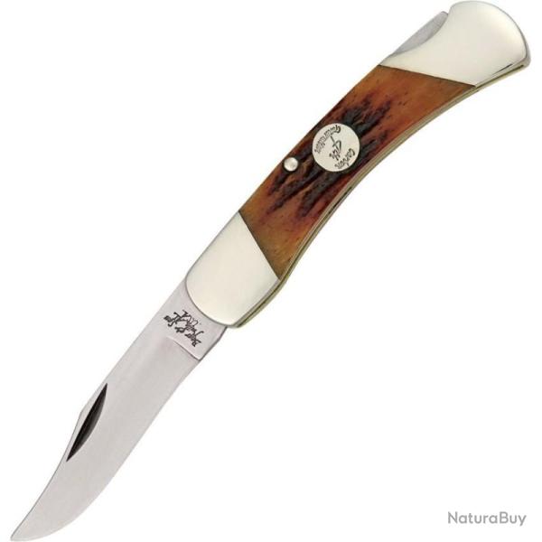 Couteau Bear & Son Lockback Lame Acier 1095 Manche Os Fa�on Bois de Cerf Rouge Made In USA BCCRSB05