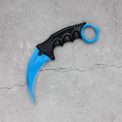 Couteau Karambit Blue Steel CS2 IRL - Lame aff&ucirc;t&eacute;e en acier inox - R&eacute;plique &agrave; l'&eacute;chelle 1:1