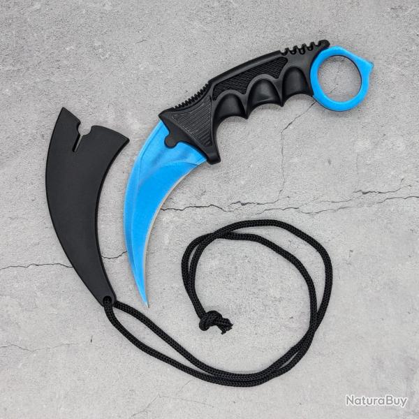 Couteau Karambit Blue Steel CS2 IRL - Lame aff�t�e en acier inox - R�plique taille r�elle