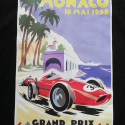 T SHIRT noir GRAND PRIX AUTOMOBILE MONACO 1958 COURSE CIRCUIT PISTE VHC TEE