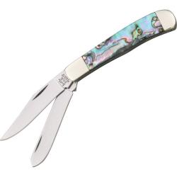Couteau Bear & Son Little Trapper Lame Acier Inoxydable Manche Abalone Made In USA BCAB5412