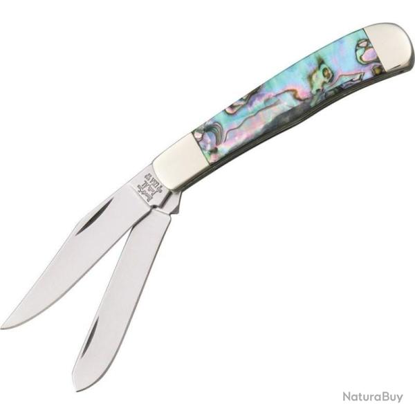 Couteau Bear & Son Little Trapper Lame Acier Inoxydable Manche Abalone Made In USA BCAB5412