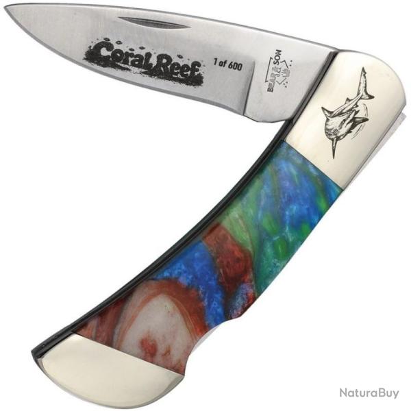 Couteau Bear & Son Lockback Coral Reef Lame Acier Inoxydable Manche Coral Reef Made In USA BC961CR