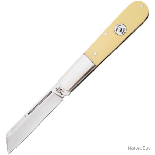 Couteau Bear & Son Barlow Yellow Delrin Lame Acier 1095 Manche Delrin jaune Made In USA BCC3180