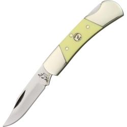 Couteau Bear & Son Lockback Lame Acier 1095 Manche Delrin jaune Made In USA BCC305