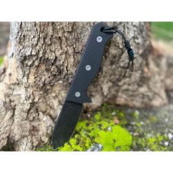 Couteau Bushcraft Survie Maratac R4A Manche G10 Noir Lame Drop Point Acier D2 Etui Kydex MAR121