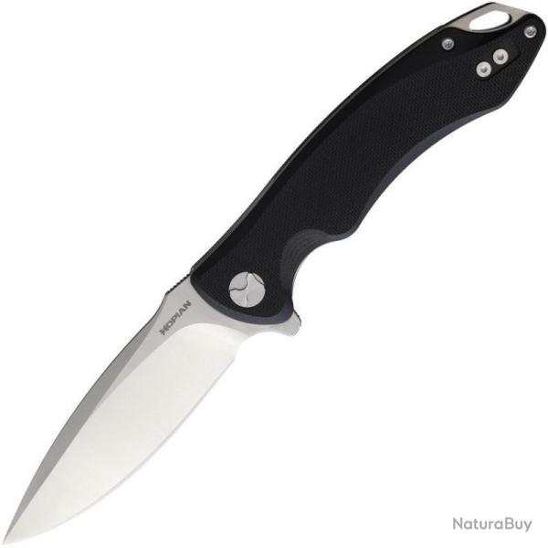 Couteau Hopian Arcus Linerlock Drop Point Lame Acier D2 Manche G10 Noir HPKZ2681