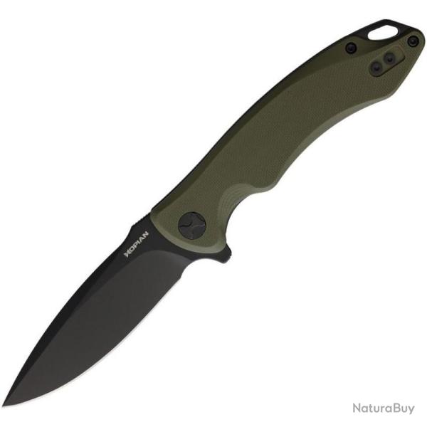 Couteau Hopian Arcus Linerlock Drop Point Lame Acier D2 Manche G10 Vert HPKZ2682