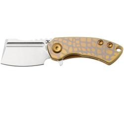 Couteau Kansept Mini Korvid Lame Acier 154CM Manche Titane Or Linerlock KT3030C3