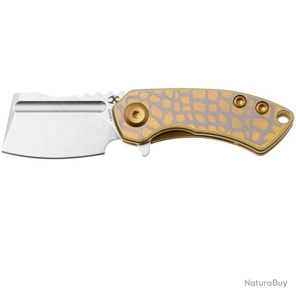 Couteau Kansept Mini Korvid Lame Acier 154CM Manche Titane Or Linerlock KT3030C3