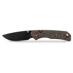 Couteau Vosteed Marten 330 Lame Acier 154CM Manche Fibre de Carbone Cuivre Top Liner Lock VOSA1619