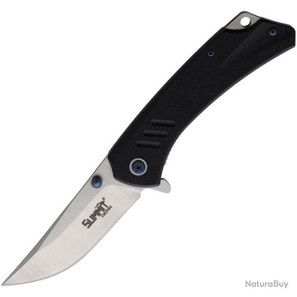 Couteau Summit Gear Lame Acier Inoxydable Manche G10 Noir Liner Lock SMT004BLK