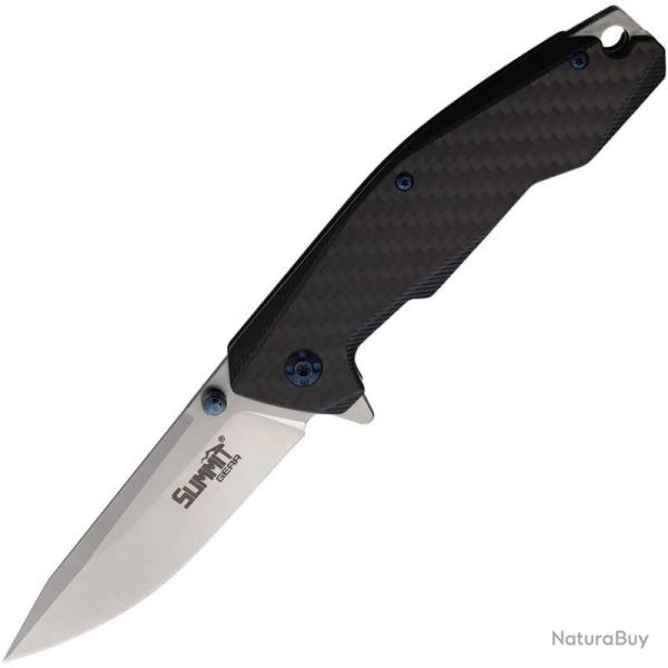 Couteau Summit Gear Lame Acier Inoxydable Manche G10 Noir et Fibre de Carbone Liner Lock SMT003CF