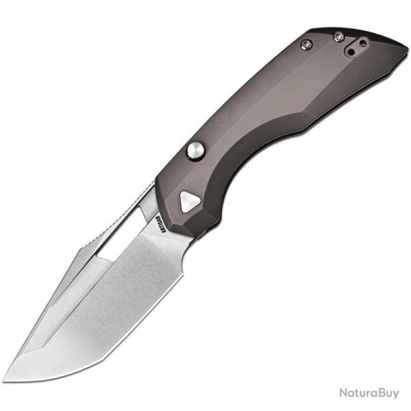Couteau ArtisanCutlery Mousebird Lame Acier S35VN Manche Titane Gris Fonce Linerlock ATZ1889GDG