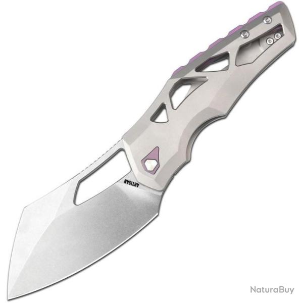 Couteau ArtisanCutlery Tortoise Lame Acier S35VN Manche Titane Gris Violet Framelock ATZ1884GPU
