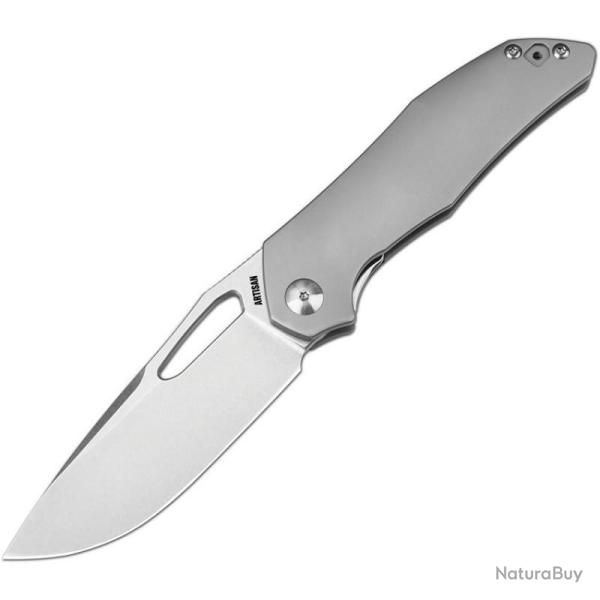 Couteau ArtisanCutlery Keras Lame Acier S35VN Manche Titane Gris Framelock ATZ1880GGY