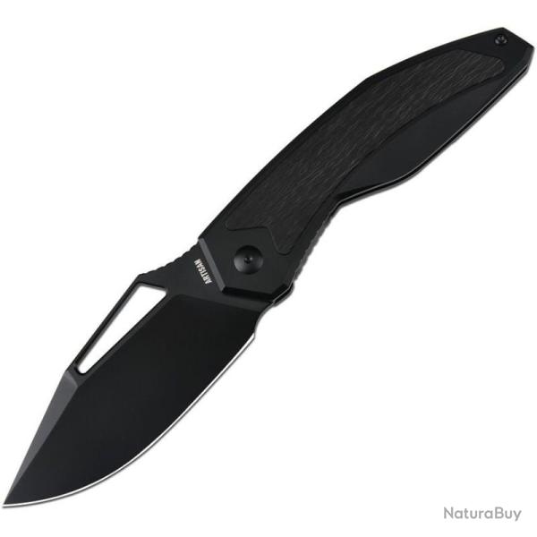 Couteau ArtisanCutlery Fragarach Lame Acier S90V Manche Titane Carbone Noir Framelock ATZ1879GBBK