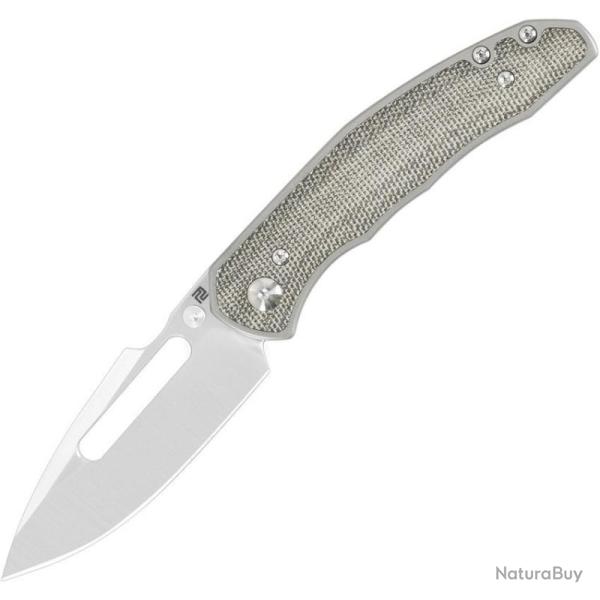 Couteau ArtisanCutlery Boa Lame Acier S35VN Manche Titane Micarta Vert Framelock ATZ1862GODG