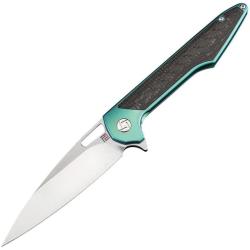 Couteau ArtisanCutlery Small Archaeo Lame Acier M390 Manche Titane Vert Framelock ATZ1821GSGNM