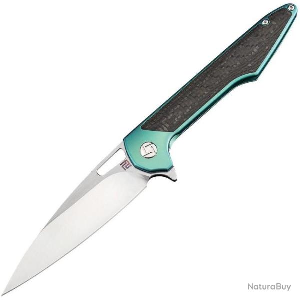 Couteau ArtisanCutlery Small Archaeo Lame Acier M390 Manche Titane Vert Framelock ATZ1821GSGNM