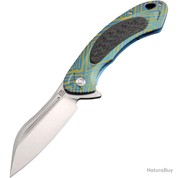Couteau ArtisanCutlery Immortal Lame Acier S35VN Manche Titane Bleu Uni Framelock ATZ1818GBU03