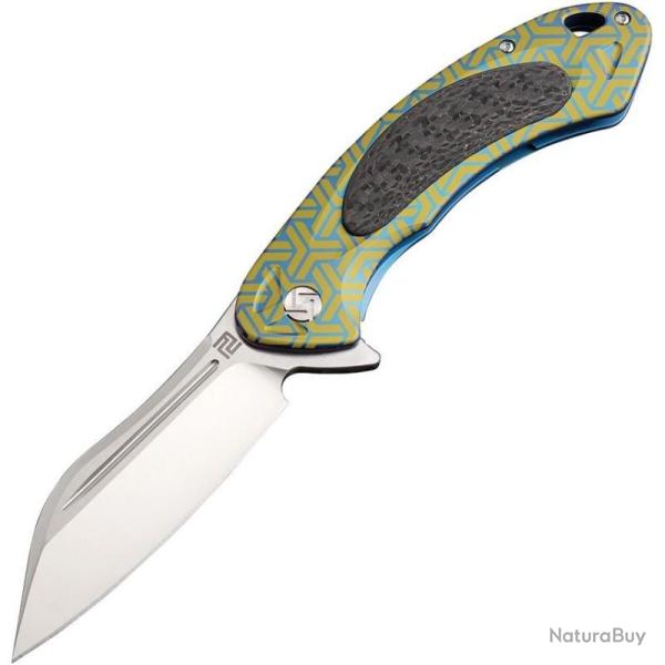 Couteau ArtisanCutlery Immortal Lame Acier S35VN Manche Titane Bleu Framelock ATZ1818GBU02