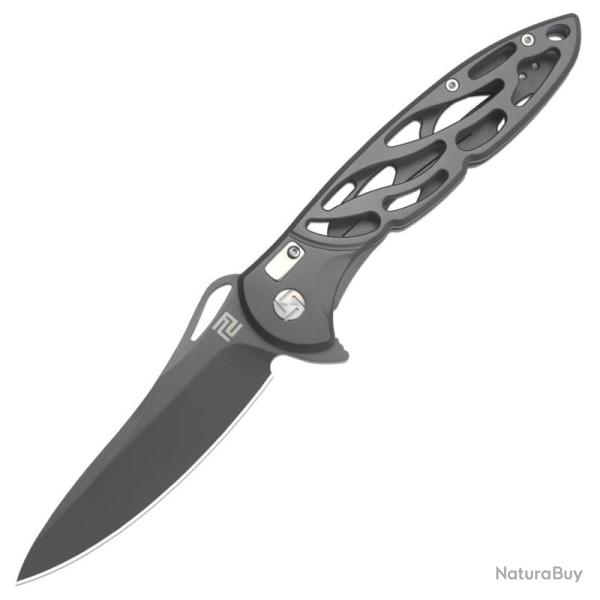 Couteau ArtisanCutlery Hoverwing Lame Acier D2 Manche Inox Noir Framelock ATZ1801PBK