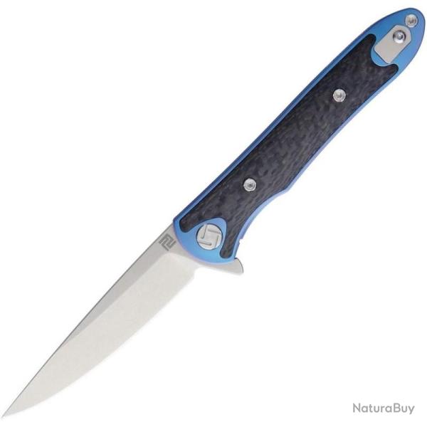 Couteau ArtisanCutlery Small Shark Lame Acier S35VN Manche Titane Bleu Framelock ATZ1707GSBU