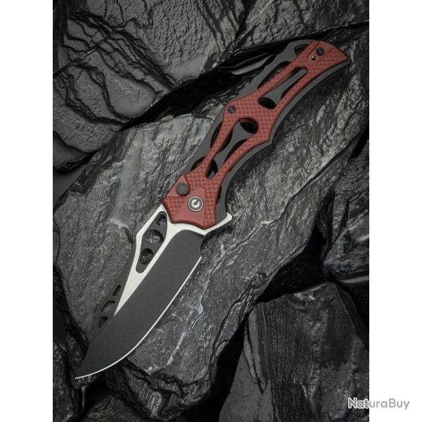 Couteau Civivi Biophase Lame Acier Nitro-V Manche Aluminium G10 Bordeaux Button Lock CIVC23083C1