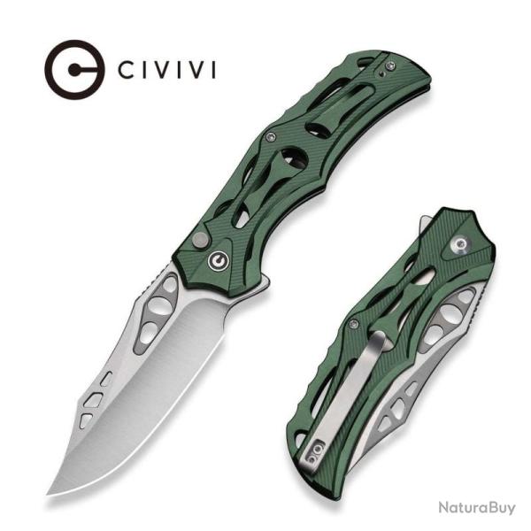 Couteau Civivi Biophase Lame Acier Nitro-V Manche Aluminium Vert Button Lock CIVC230831