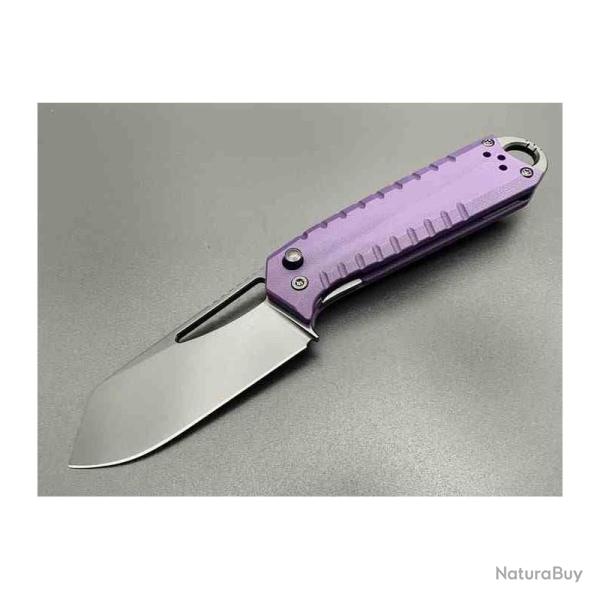 Couteau Ketuo Ventr V2 Lame Acier 14C28N Manche G10 Violet Button Liner Lock KETM0144