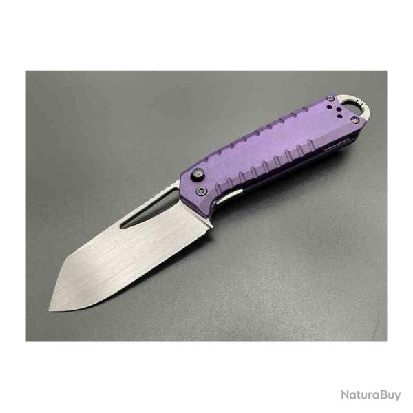 Couteau Ketuo Ventr V2 Lame Acier 14C28N Manche G10 Violet Button Liner Lock KETM0145