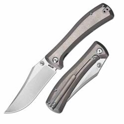 Couteau Artisan Santee Lame Clip-Point Acier CPM S35VN Manche Titane Gris Framelock ATZ1888GGY